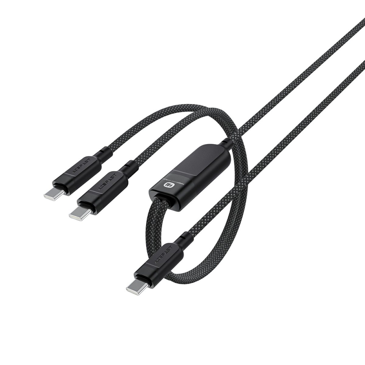Cablu de Incarcare Type-C la 2x Type-C, 100W, 20V/5A, 480Mb/s, 1.2m, Fast Charge- Acefast (C5-11) - Black