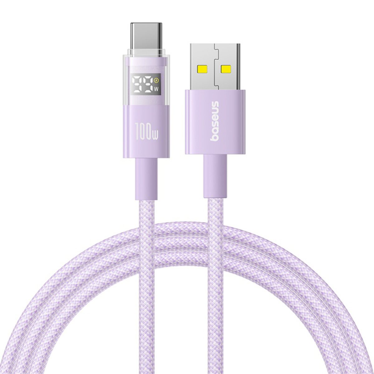 Cablu de Date cu Afisaj Digital, USB la Type-C, 100W, 2m - Baseus Display 2 (P10382701511-01) - Nebula Purple