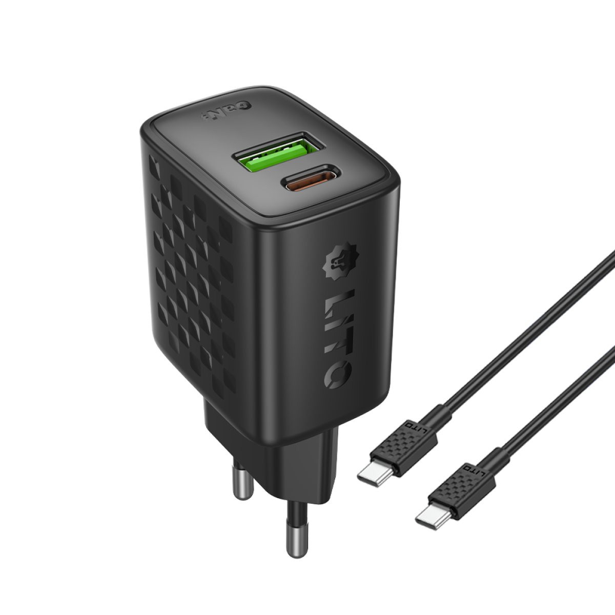 Incarcator pentru Priza, USB-C, USB-A, 30W, Cablu USB-C Inclus - Lito (LC19T) - Black