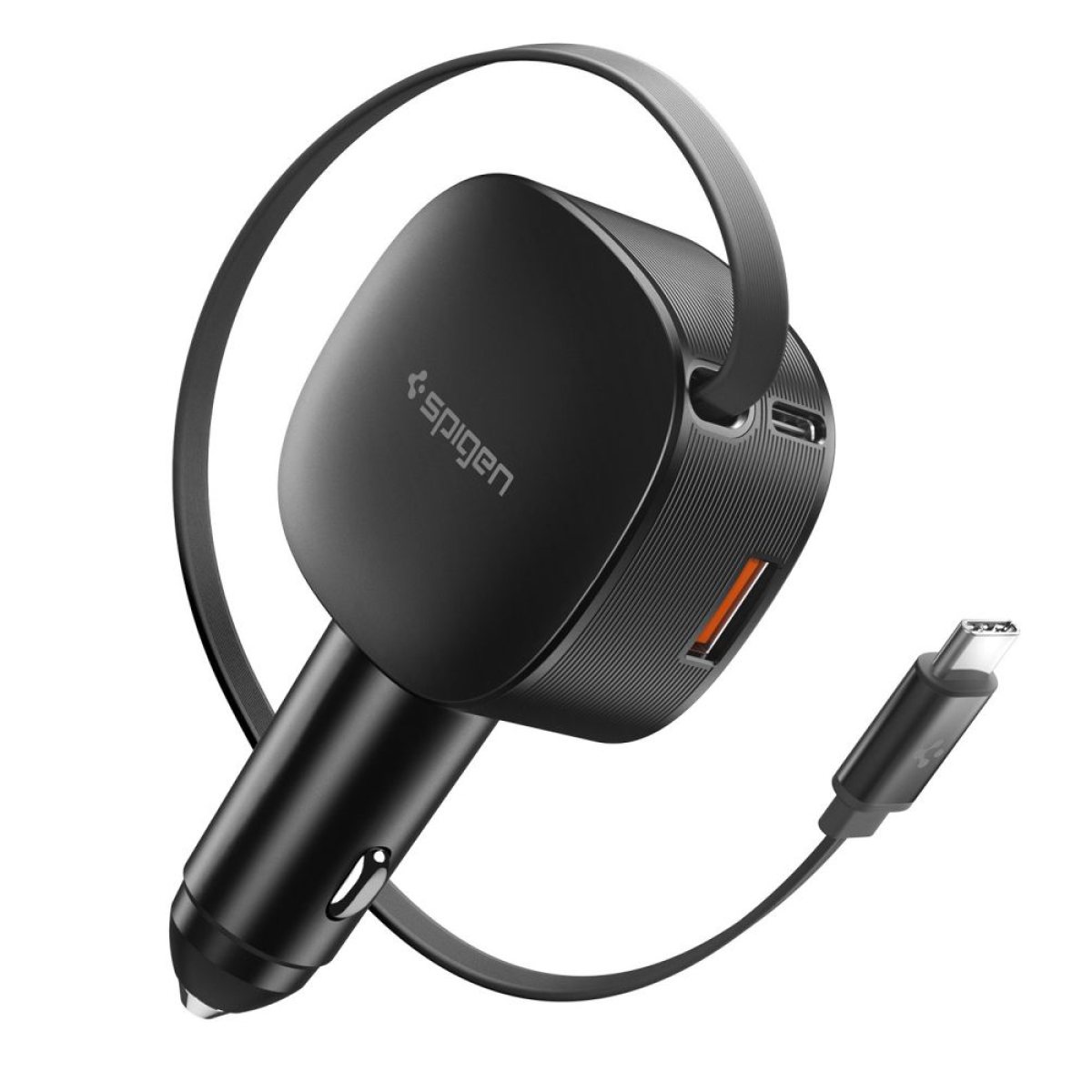 Incarcator pentru Masina USB, 2x Type-C, Fast Charging, 60W, 72cm - Spigen Essential EV603BT (ACP10515) - Black