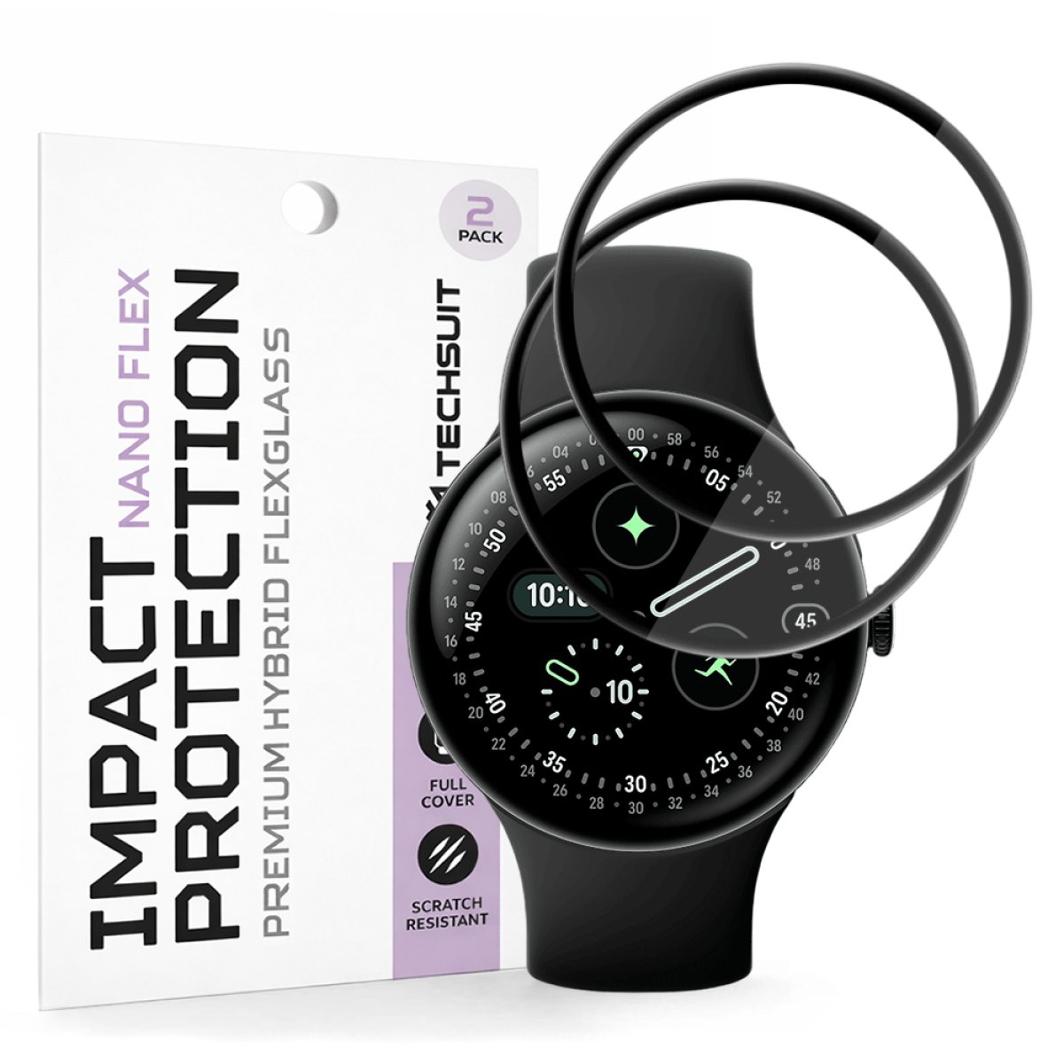 Folie pentru Google Pixel Watch 4 45mm (set 2) - Techsuit Nano Flex - Black