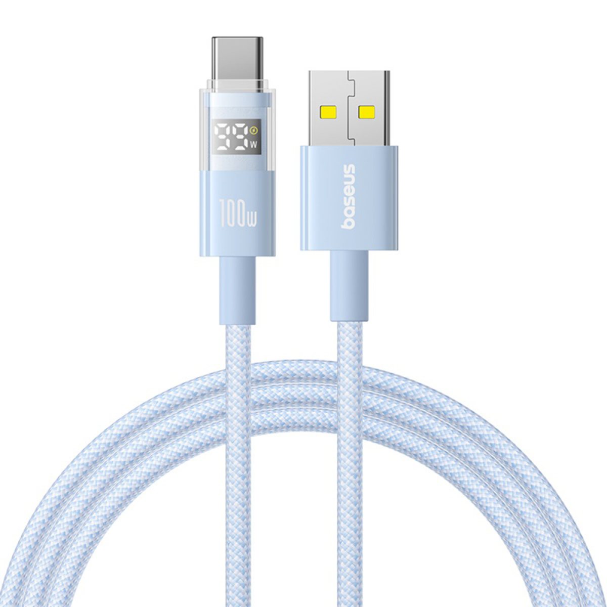 Cablu de Date cu Afisaj Digital, USB la Type-C, 100W, 2m - Baseus Display 2 (P10382701311-01) - Galaxy Blue
