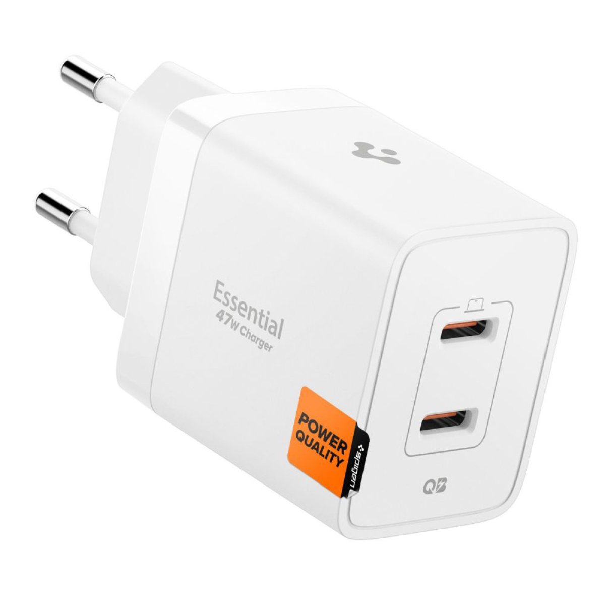 Incarcator pentru Priza, 2x Type-C, 47W, Fast Charging, Quantum Boost - Spigen Essential (EE472EU) - White