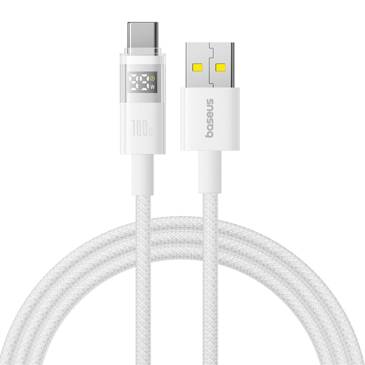 Cablu de Date cu Afisaj Digital, USB la Type-C, 100W, 2m - Baseus Display 2 (P10382701211-01) - Moon White