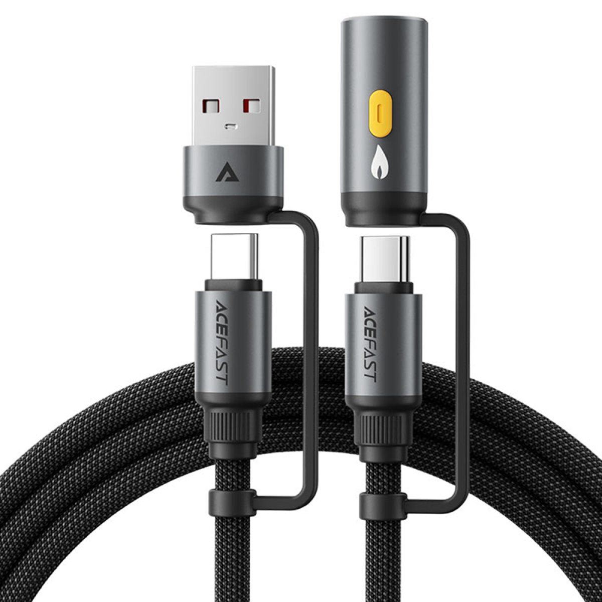 Cablu Multifunctional 4in1 USB/USB-C la Type-C/Bricheta Auto, 60W, 3A - Acefast (J6) - Black