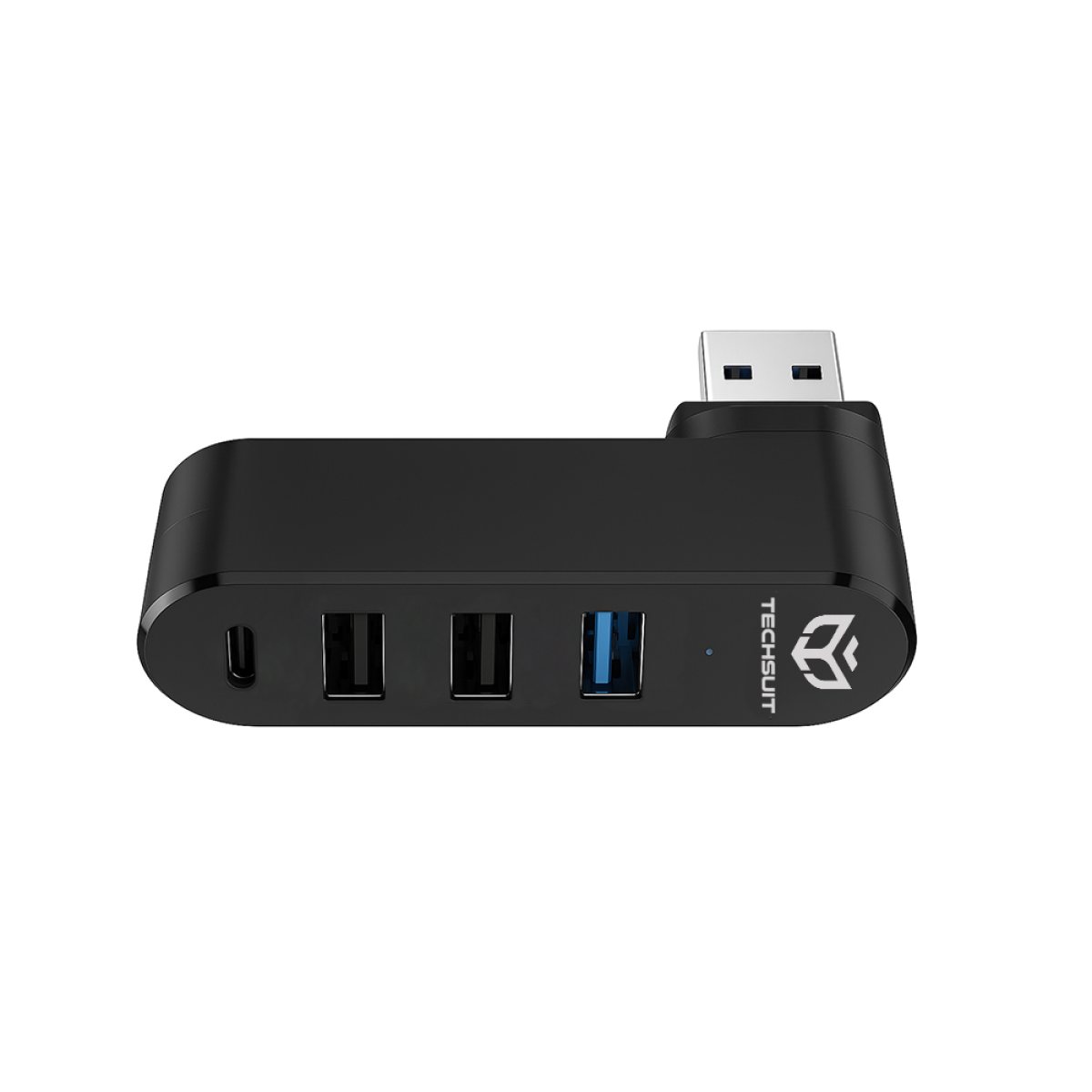 Hub Multiport, USB la 3x USB, 1x Type-C, 180Â° Rotation - Techsuit SplitterNode 4 in 1 (H17) - Black