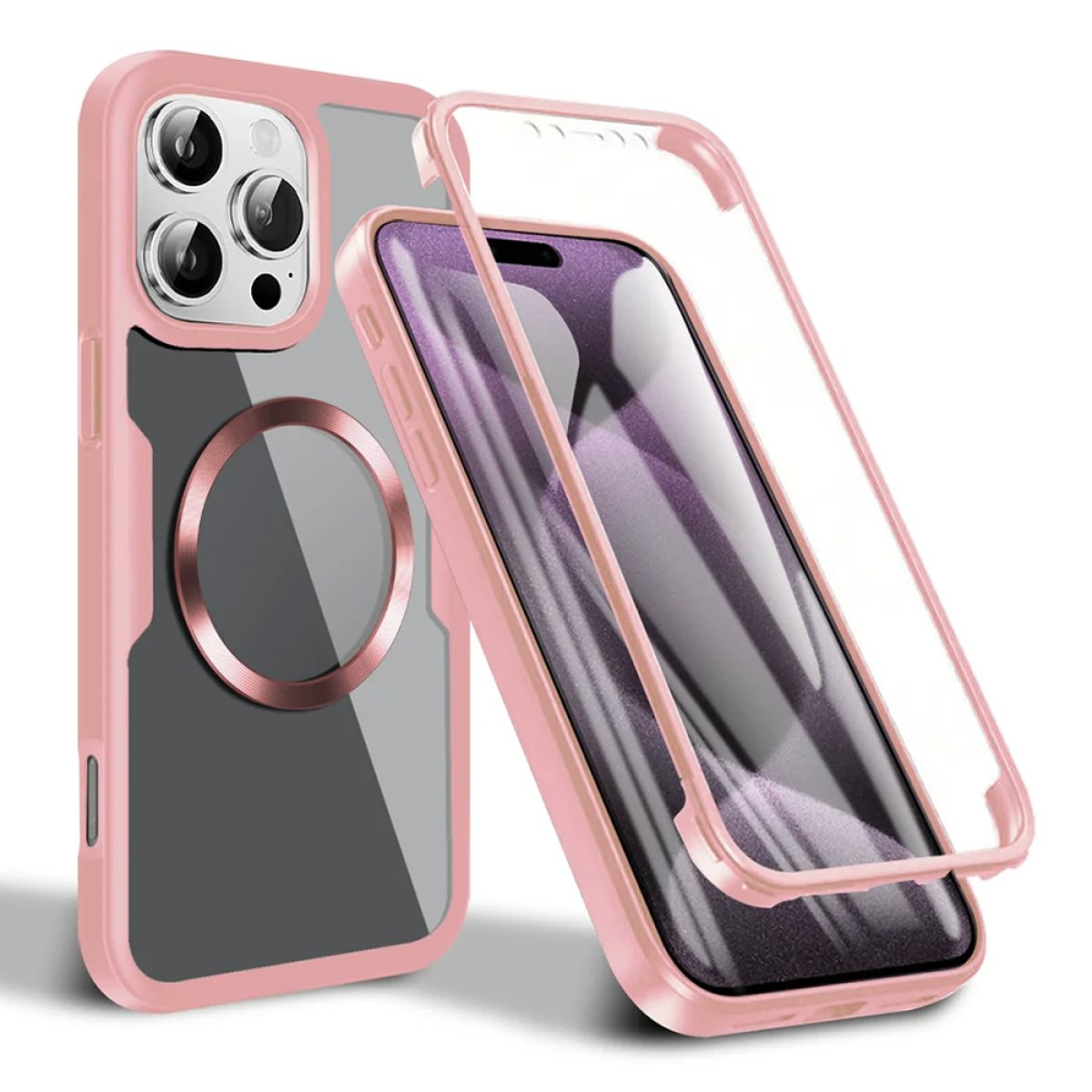 Husa pentru iPhone 16 Pro + Folie - Techsuit ColorVerse 360 MagSafe Series - Pink