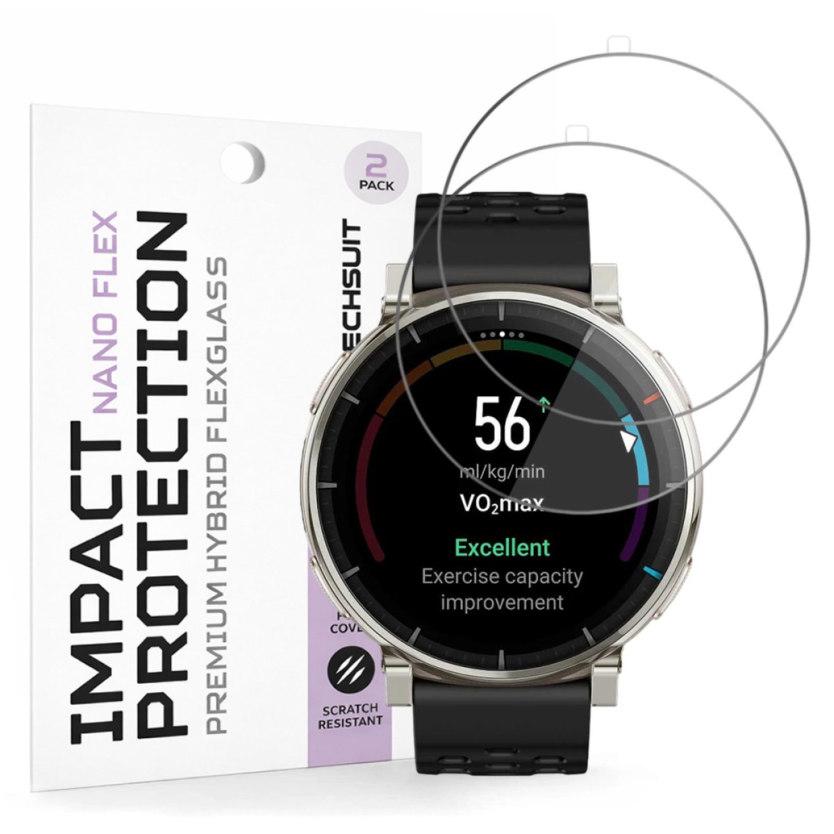 Folie pentru Amazfit Active 3 Premium (set 2) - Techsuit Nano Flex - Black