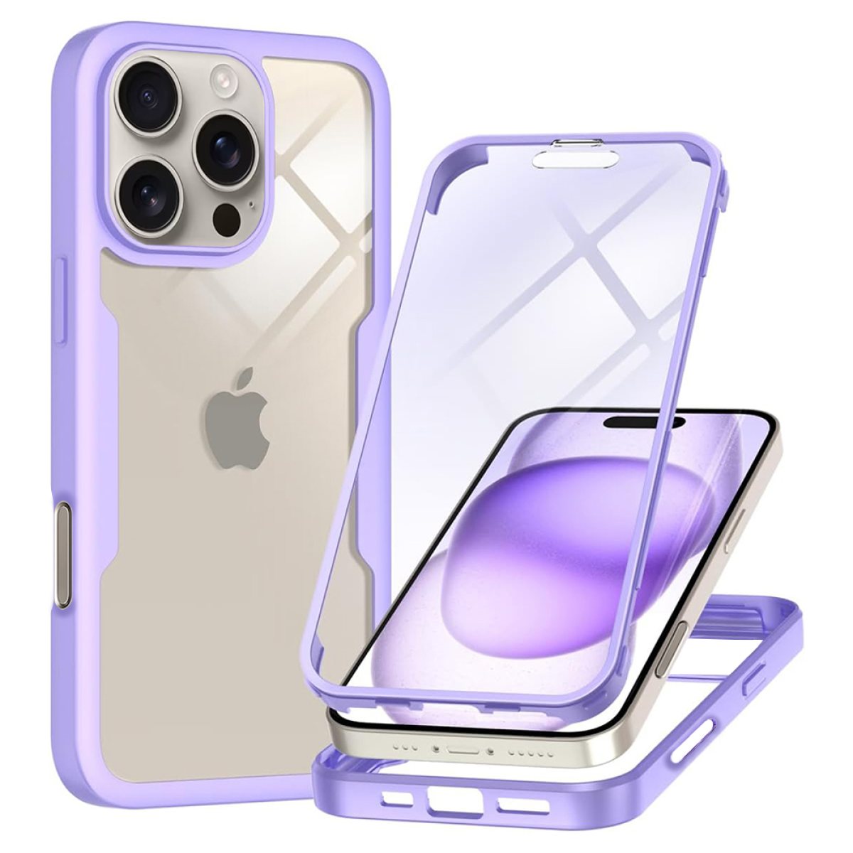 Husa pentru iPhone 16 Pro + Folie - Techsuit ColorVerse 360 Series - Purple
