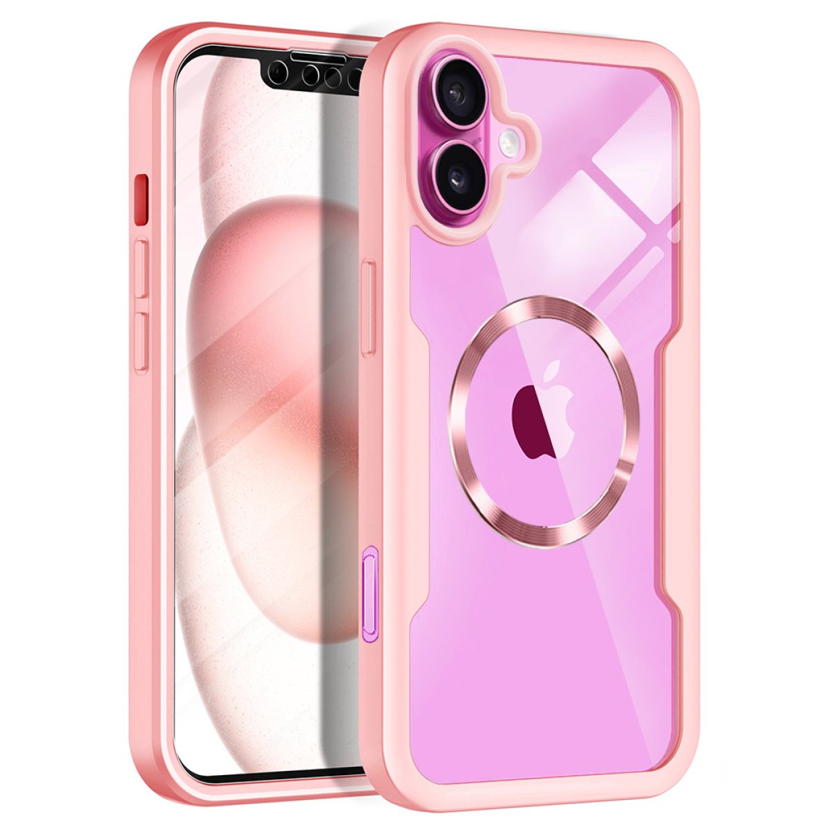 Husa pentru iPhone 16 Plus + Folie - Techsuit ColorVerse 360 MagSafe Series - Pink