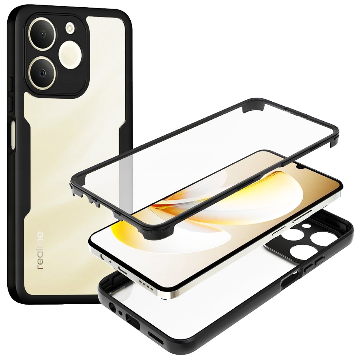 Husa pentru Realme Note 70T + Folie - Techsuit ColorVerse 360 Series - Black