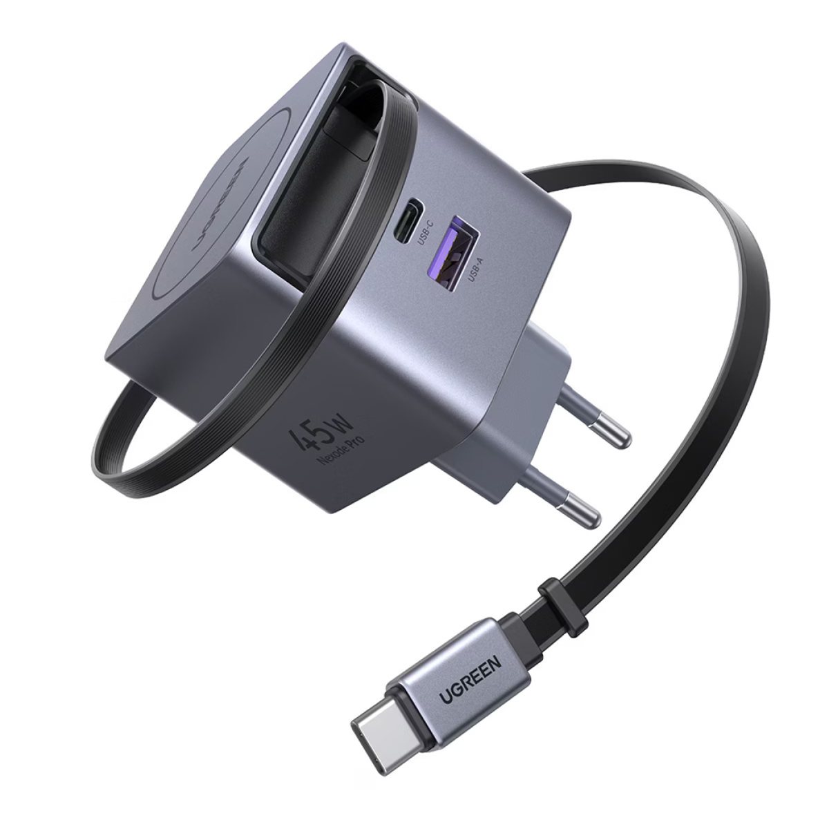 Incarcator USB, 2x Type-C, Fast Charger, GaN, 45W - Ugreen X614 (65822) - Space Grey