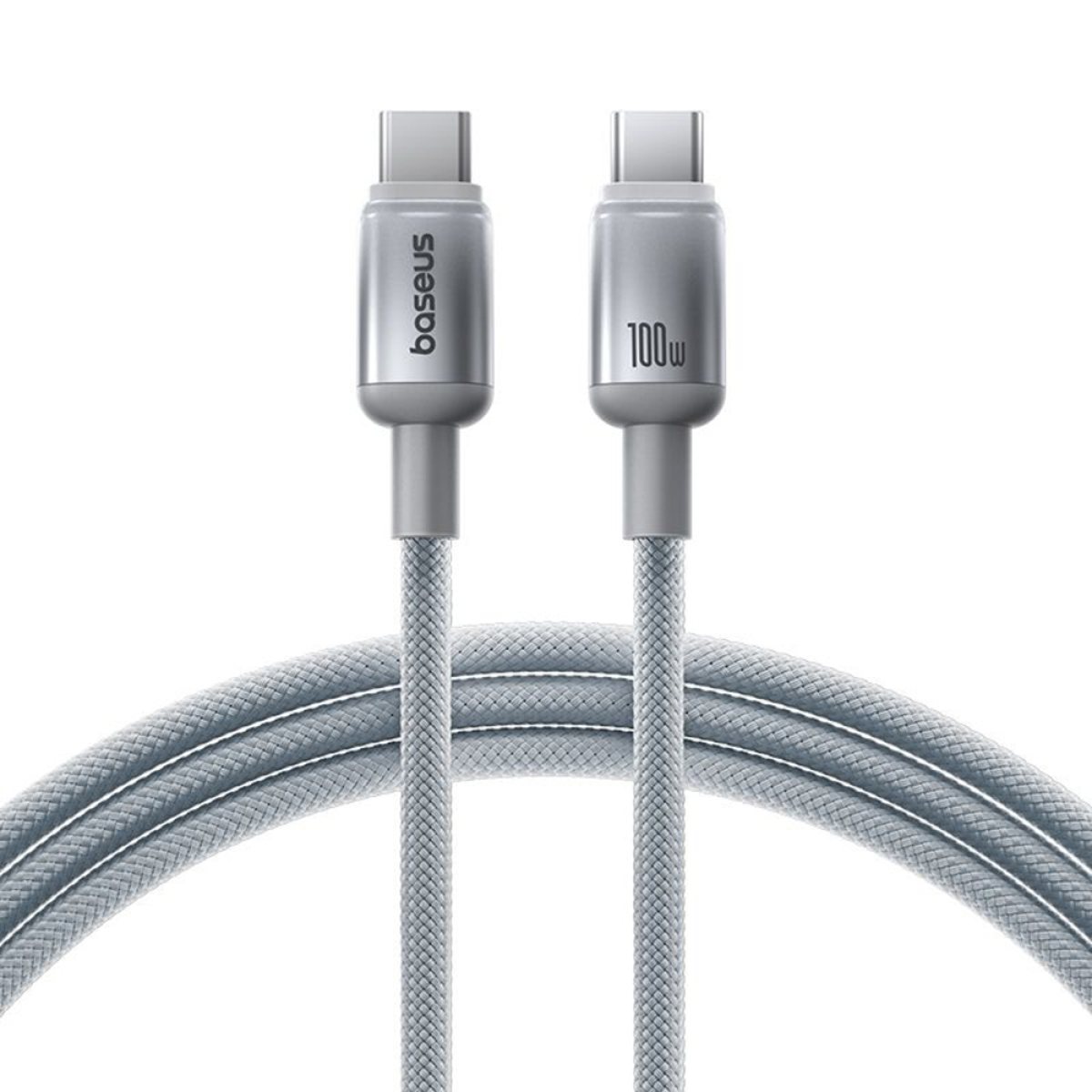 Cablu de Date, USB-C la USB-C, 100W, 2m - Baseus Discolor (E0420703) - Silver