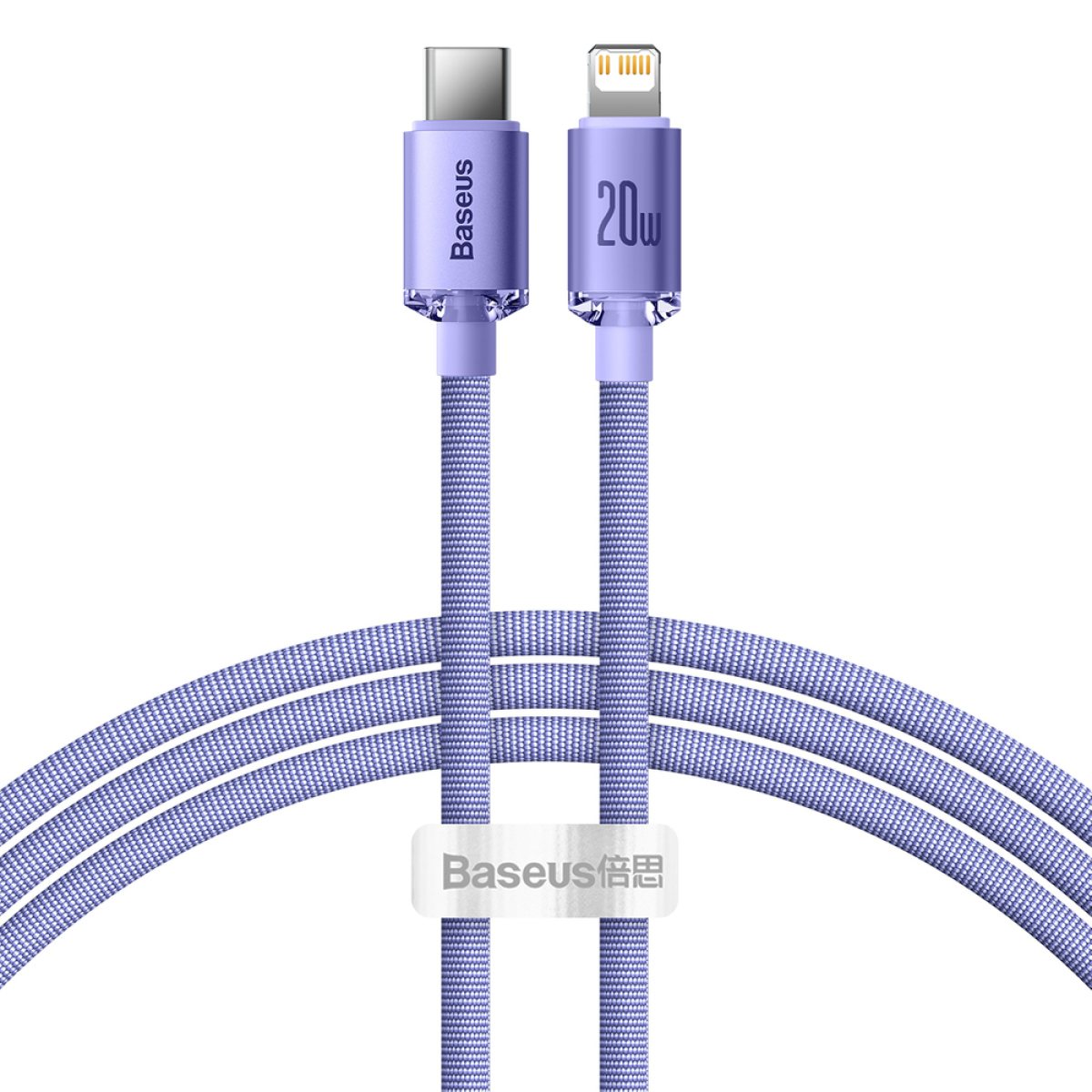 Cablu de Date Type-C la Lightning 20W, 2m - Baseus Crystal Shine (CAJY000305) - Purple