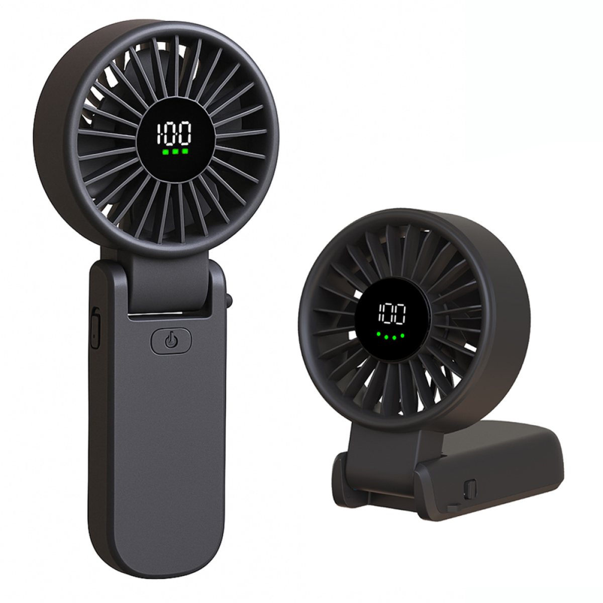 Ventilator Portabil cu Baterie si Display Digital, 5400RPM - Techsuit (A10) - Black