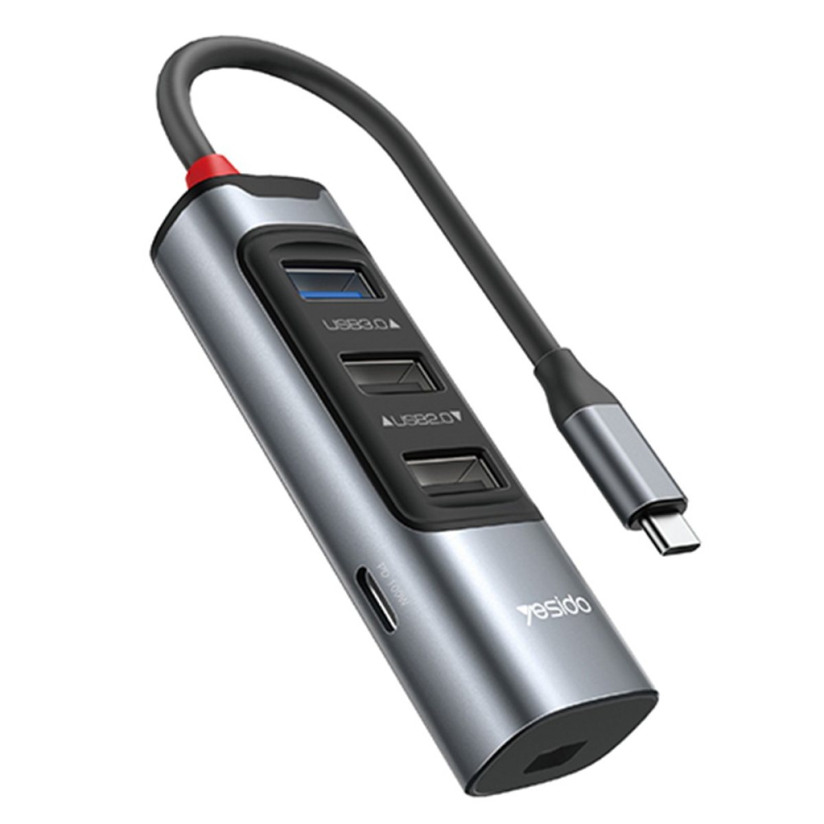 Hub Multiport, Type-C la 3x USB, USB-C, Mini DisplayPort, PD100W 4K@30Hz, 5Gbps - Yesido (HB24) - Gray