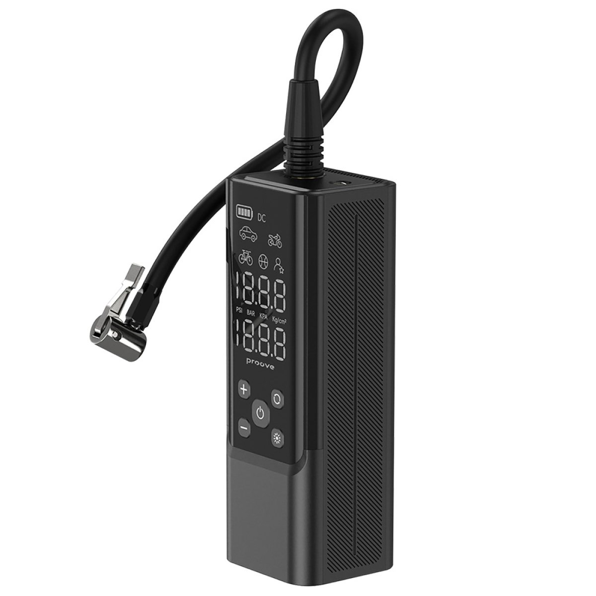 Compresor pentru Umflare Roti Masina, cu Display, Lanterna, 120W - Proove Assistant Pro (PPAP80010901) - Black
