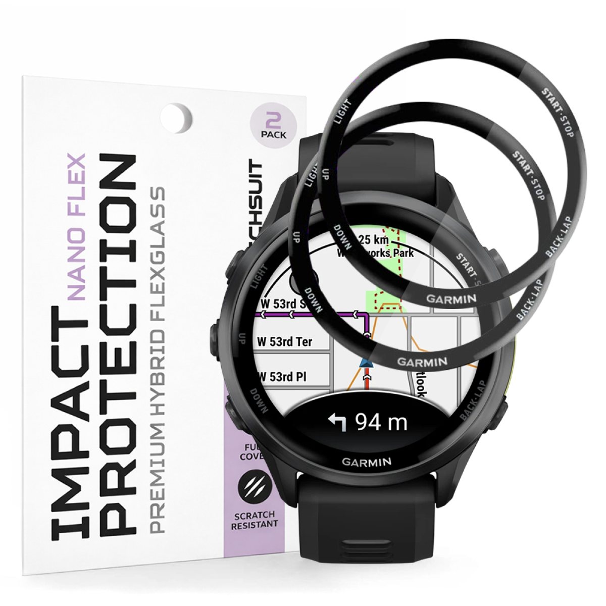 Folie pentru Garmin Forerunner 970 / Forerunner 570 47mm (set 2) - Techsuit Nano Flex - Black