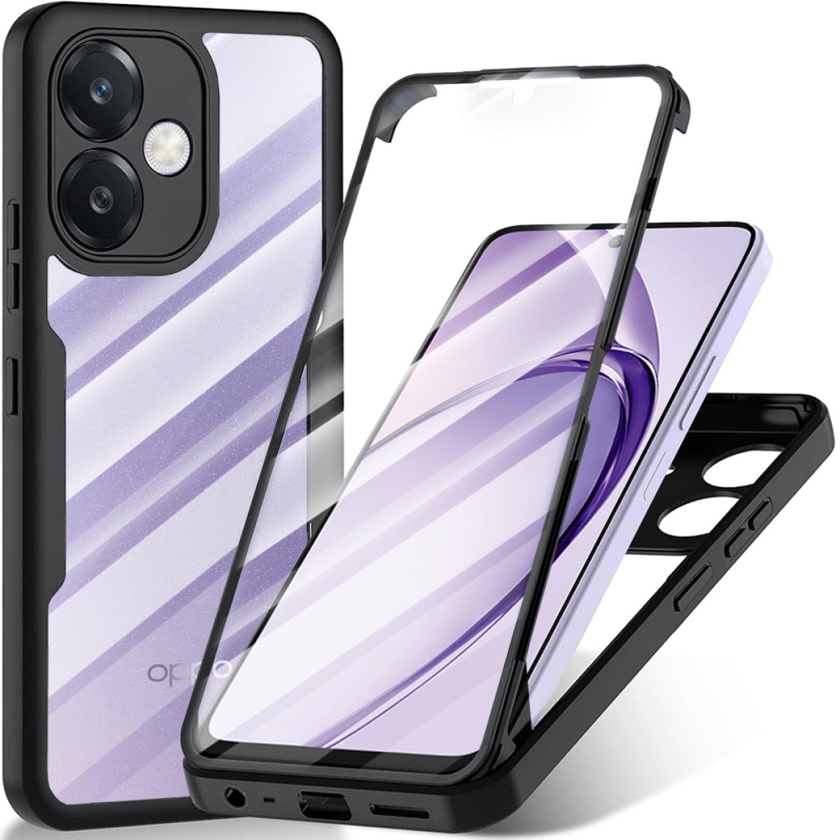 Husa pentru Oppo A40 4G / A60 5G + Folie - Techsuit ColorVerse 360 Series - Black