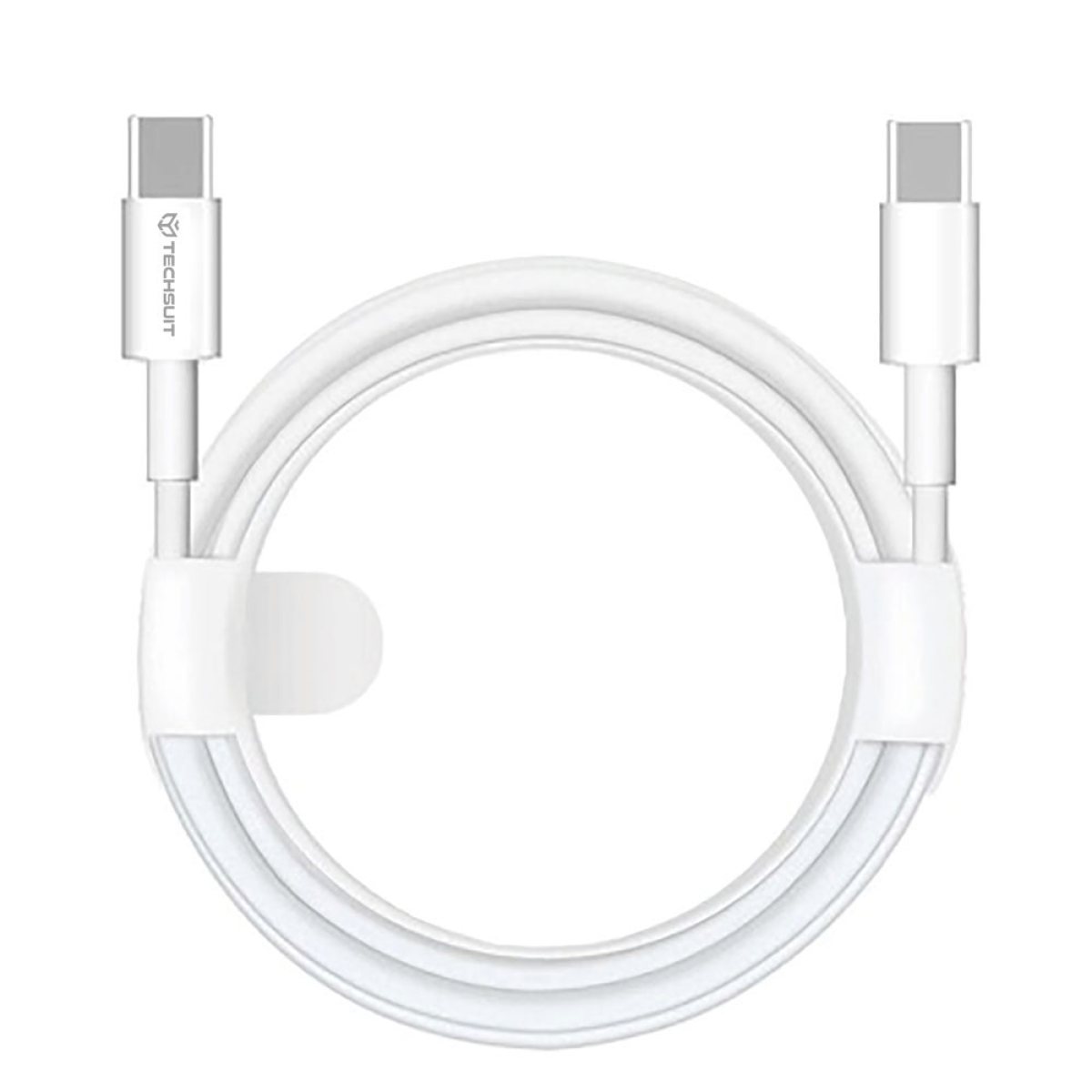 Cablu de date Type-C to Type-C, Fast Charging, 60W, 480Mbps, 1m - Techsuit (PCB130) - White