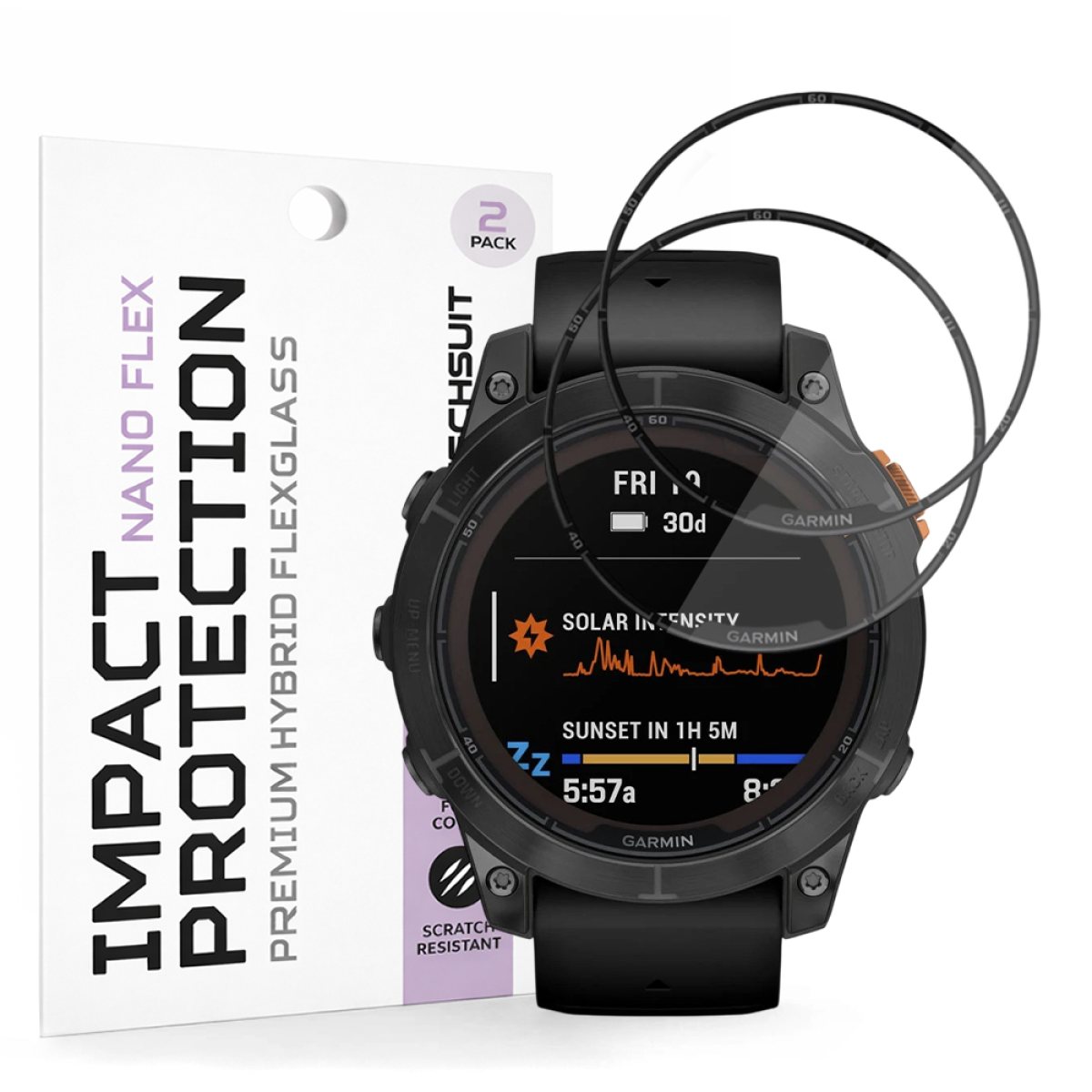 Folie pentru Garmin Fenix 7 Pro Solar (set 2) - Techsuit Nano Flex - Black
