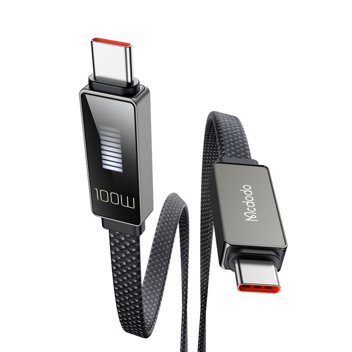 Cablu, Type-C la Type-C, 100W, Afisaj LED, PD Fast Charging, 1.2m - Mcdodo Rythm Series (CA-4470) - Black