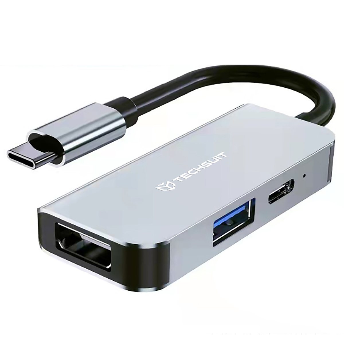 Hub Multiport, Type-C la Type-C, USB, HDMI, 4K@30Hz, PD87W - Techsuit TurboChargeX 3 in 1 (H4) - Gray