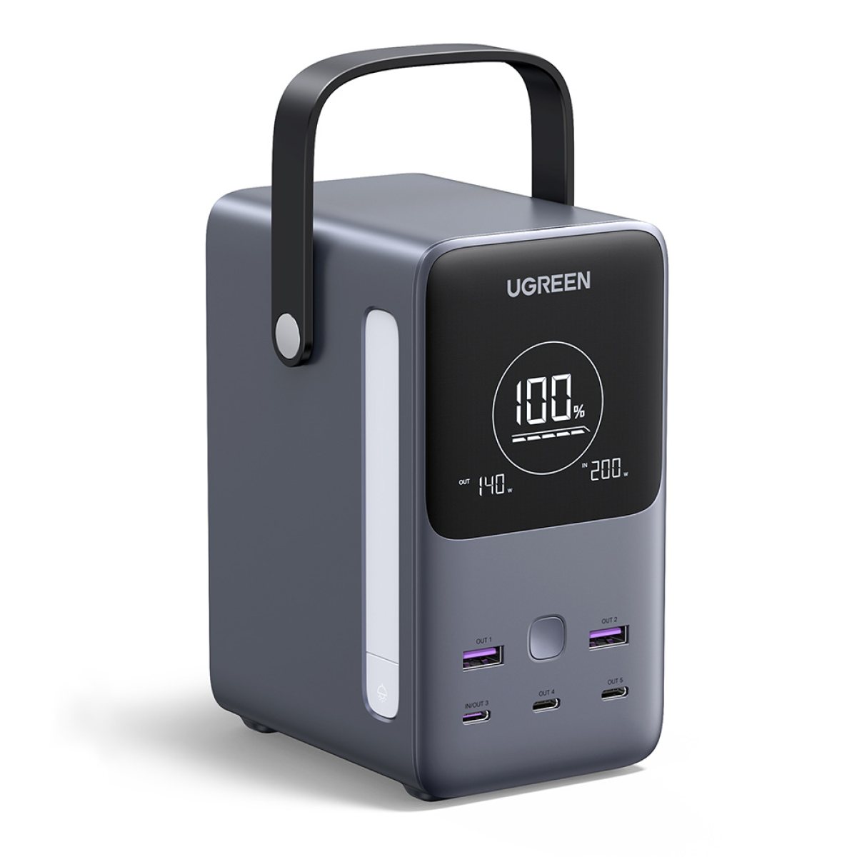 Baterie Externa cu Display Digital, 48000mAh, 2x USB, 3x Type-C, 300W, QC, PD, 5V/3A - Ugreen PB770 (25286) - Black