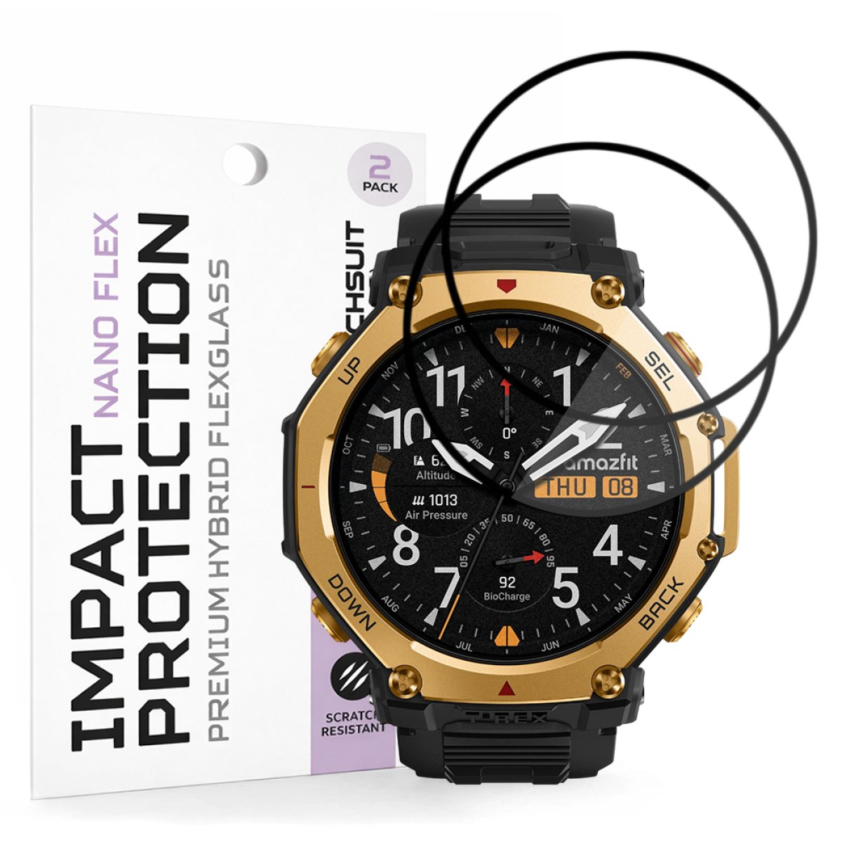 Folie pentru Amazfit T-Rex 3 Pro 48mm (set 2) - Techsuit Nano Flex - Black