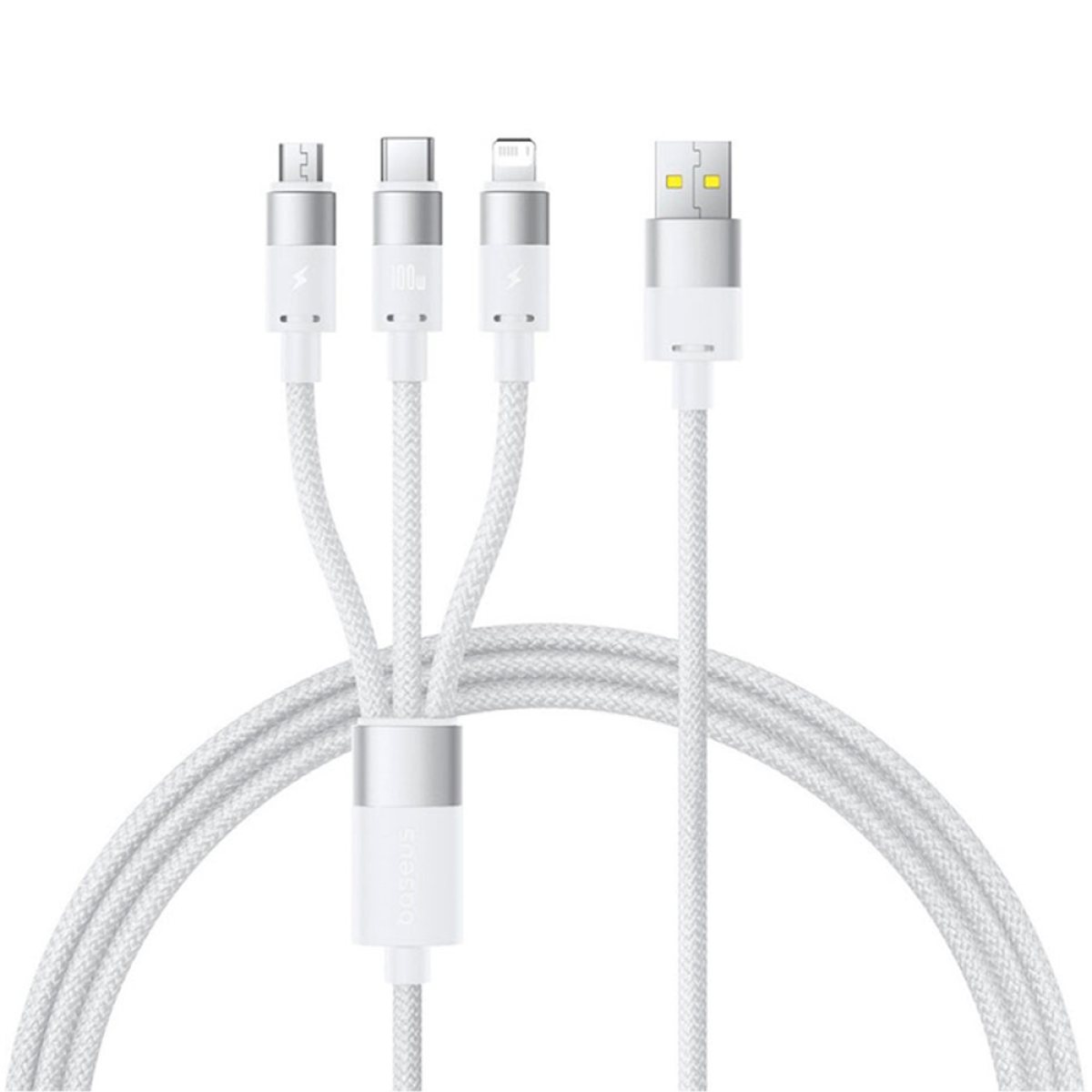 Cablu de Date USB la Micro-USB, Type-C, Lightning, 480Mbps, 100W, 1.5m - Baseus StarSpeed (P10319900211-00) - White