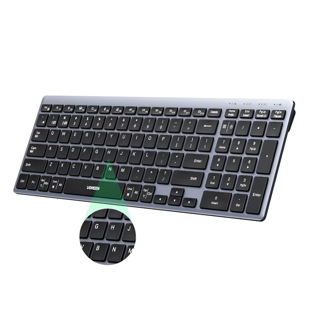 Tastatura fara Fir Reincarcabila, Bluetooth 5.0, Type-C, 99 Keys, 500mAh - Ugreen (75163) - Black