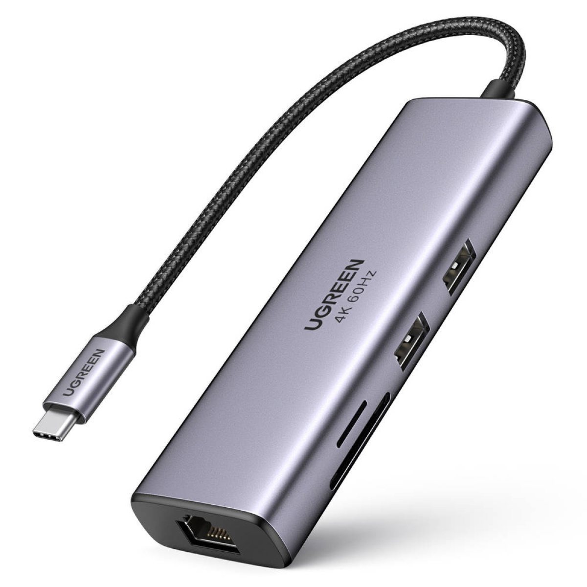 Hub Multiport, USB3.2, Type-C, HDMI, RJ45, PD100W, 0.2m - Ugreen (60515) - Gray