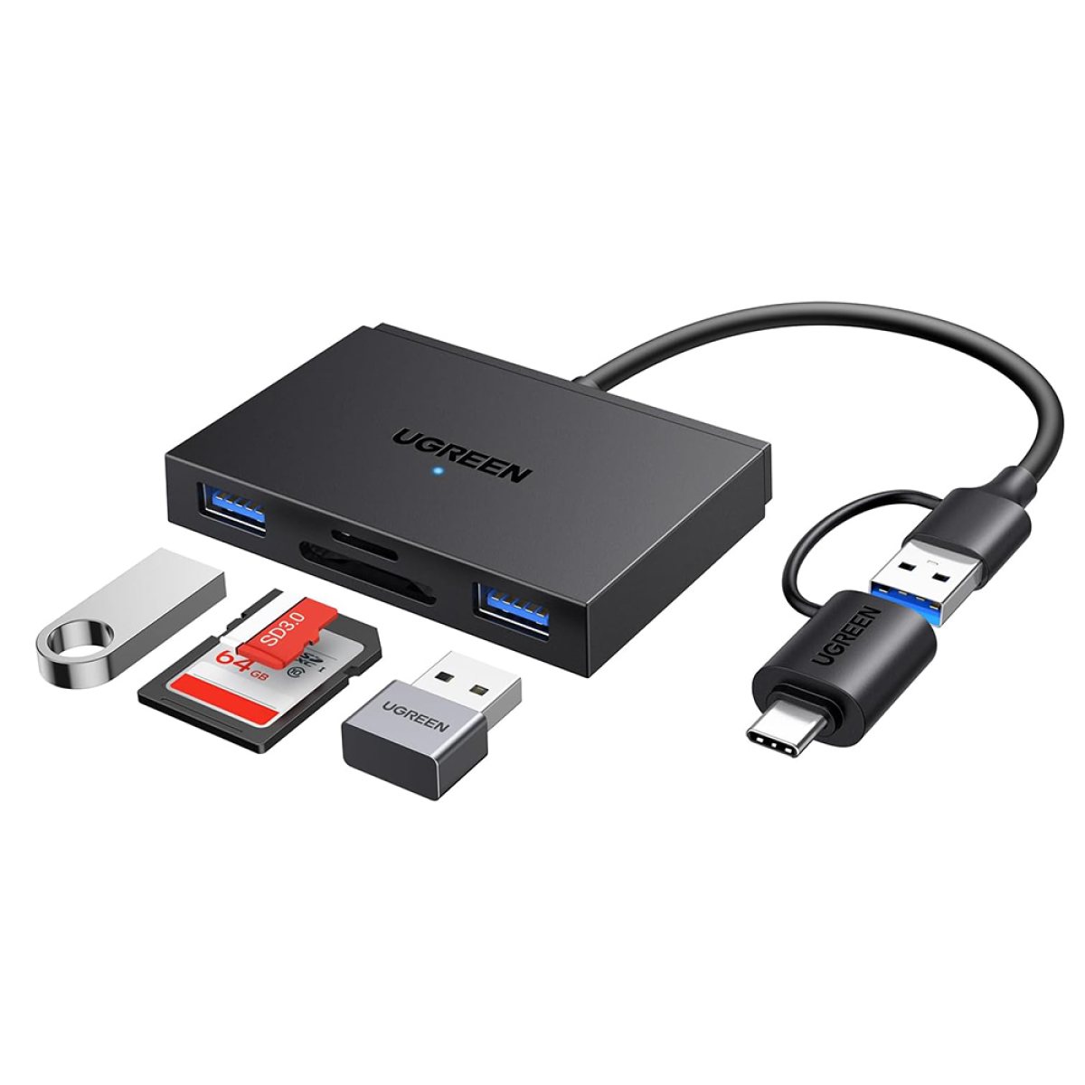 Cititor de Carduri Type-C/USB la USB, SD/TF Card, 5Gbps, 2TB - Ugreen CM812 (45167) - Black