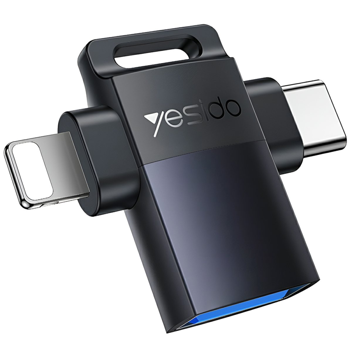 Adaptor USB la Lightning si USB-C cu Functia OTG - Yesido (GS35) - Grey