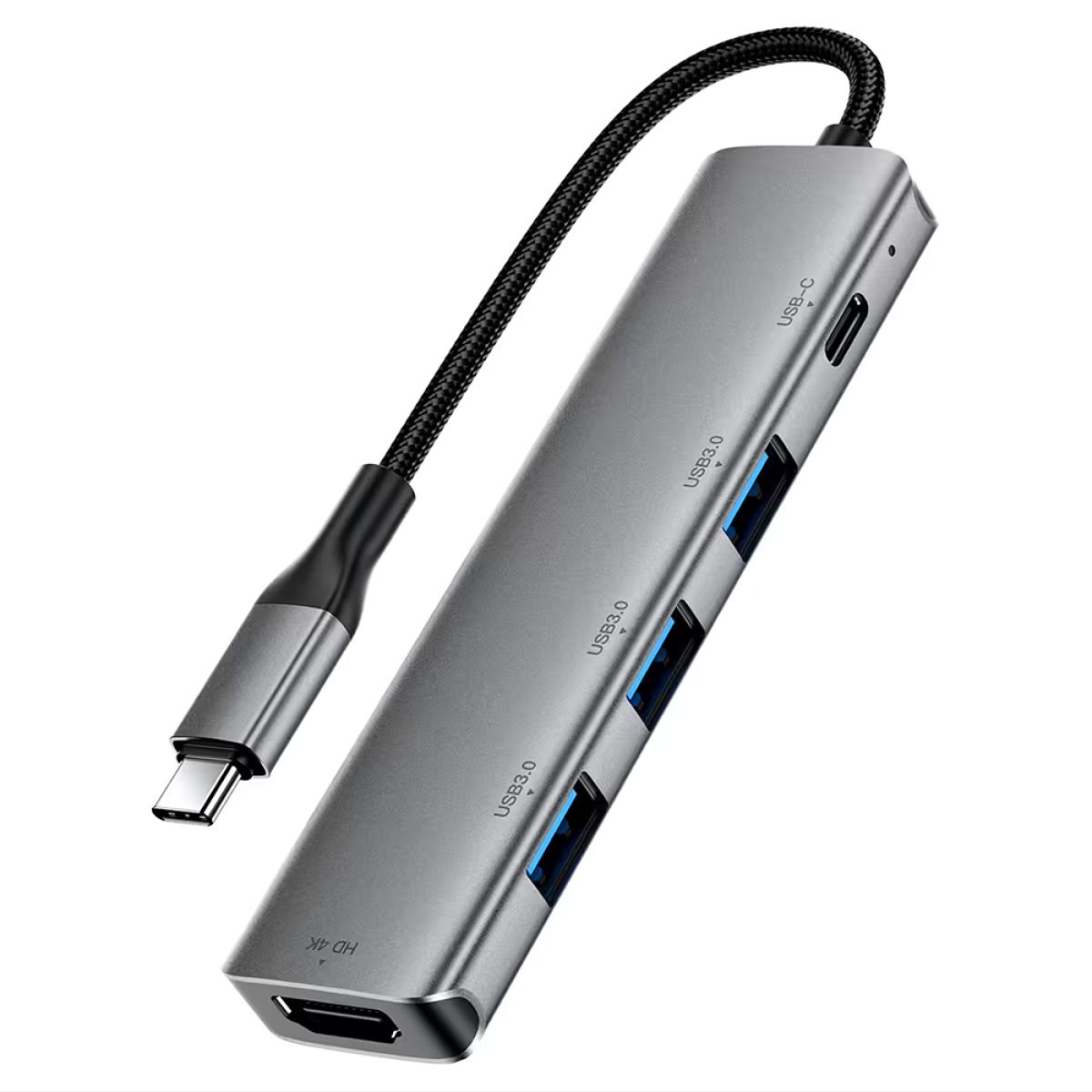 Docking Station, USB-C la 2x USB, HDMI 4K, PD90W - Acefast (J16) - Metal Gray