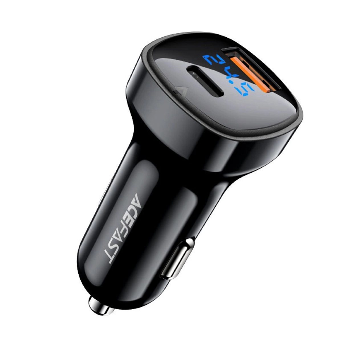 Incarcator pentru Masina, USB, Type-C, 66W, Display Digital, Fast Charging - Acefast (B4) - Black