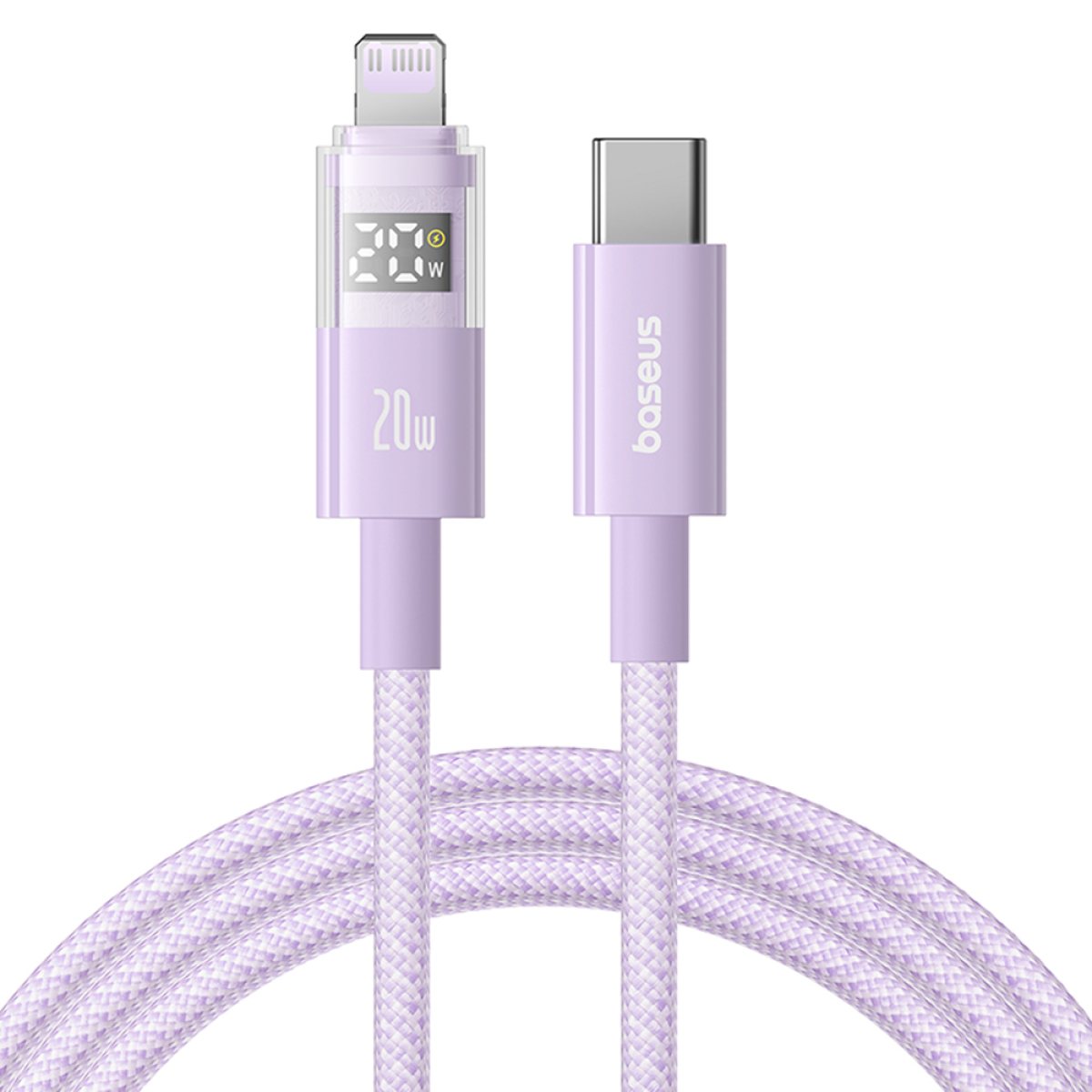 Cablu de Date cu Afisaj Digital, Type-C la Lightning, 20W, 2m - Baseus Display 2 (P10382703511-01) - Nebula Purple