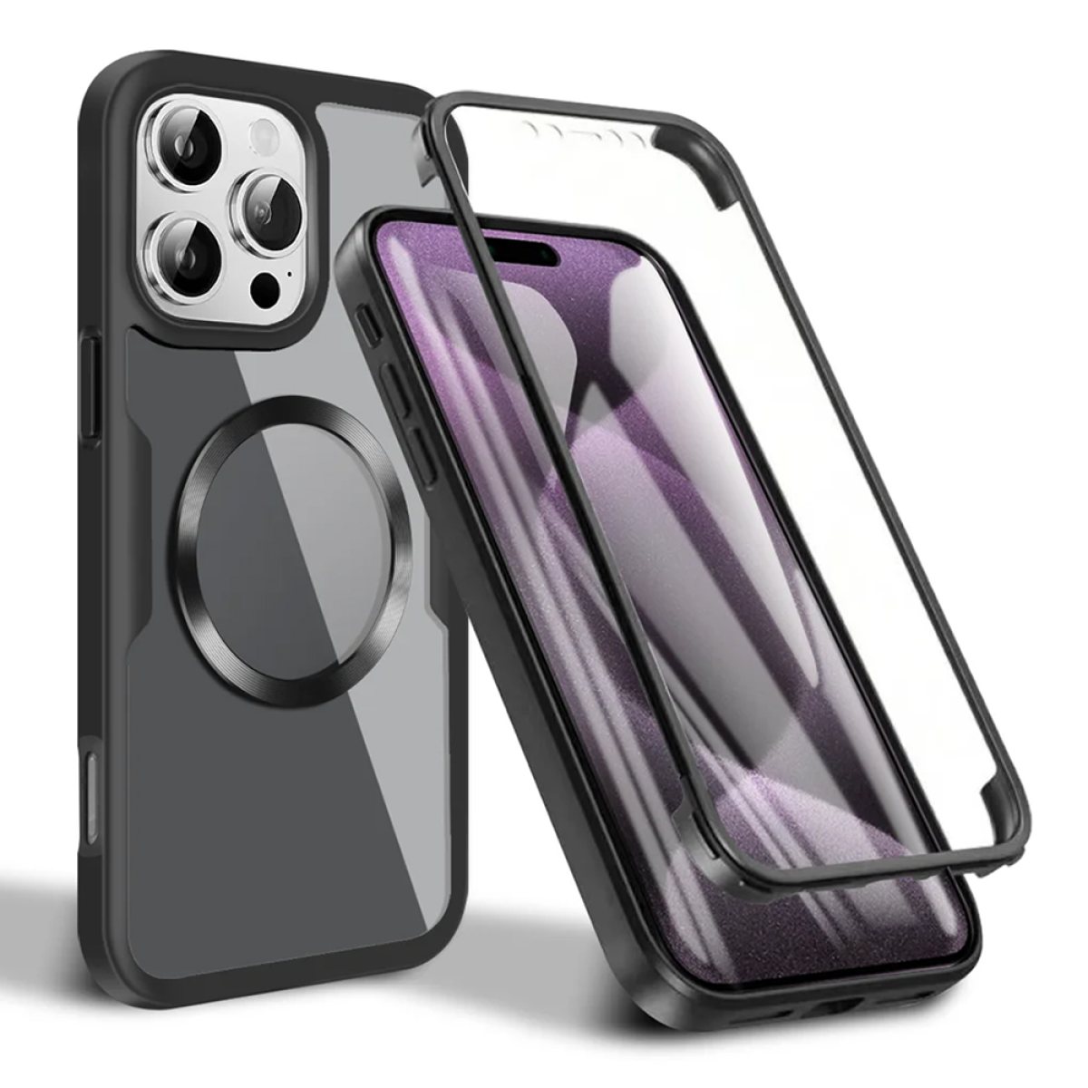 Husa pentru iPhone 16 Pro Max + Folie - Techsuit ColorVerse 360 MagSafe Series - Black