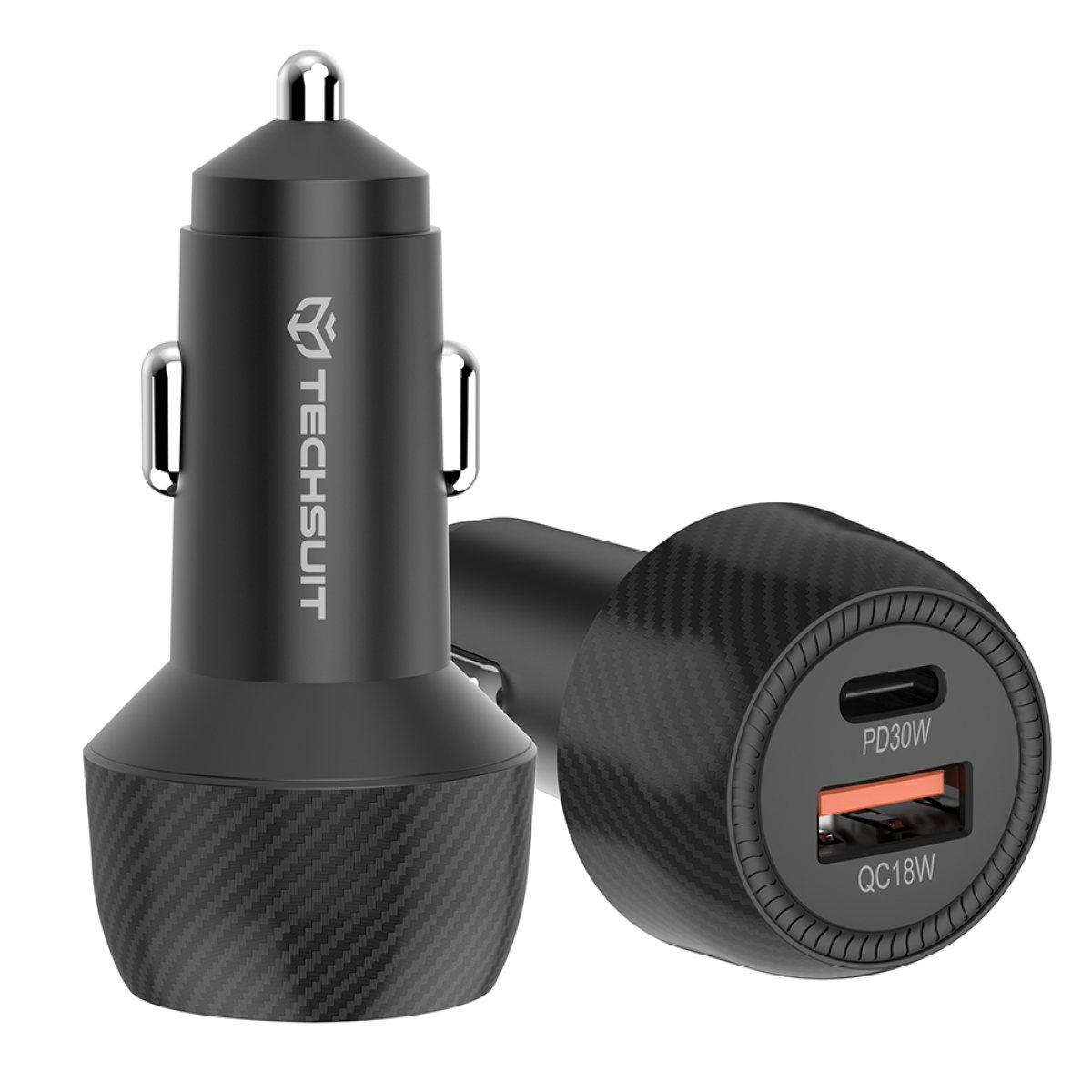 Incarcator pentru Masina USB, Type-C, 48W - Techsuit CarbonVolt (C7) - Black