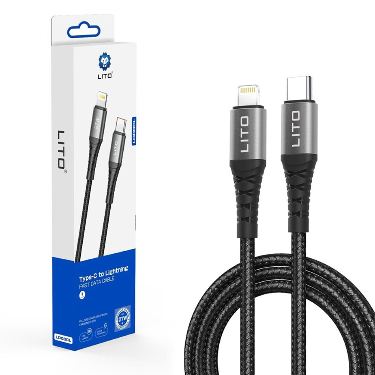 Cablu Type-C la Lightning, 2.4A, 2m - Lito (LD08) - Black