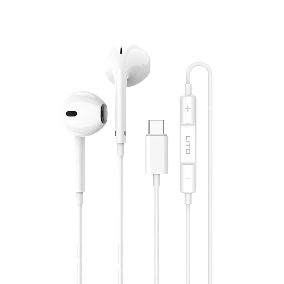 Casti Half In-ear cu Microfon, Type-C, 1.2m - Lito (LF01T) - White