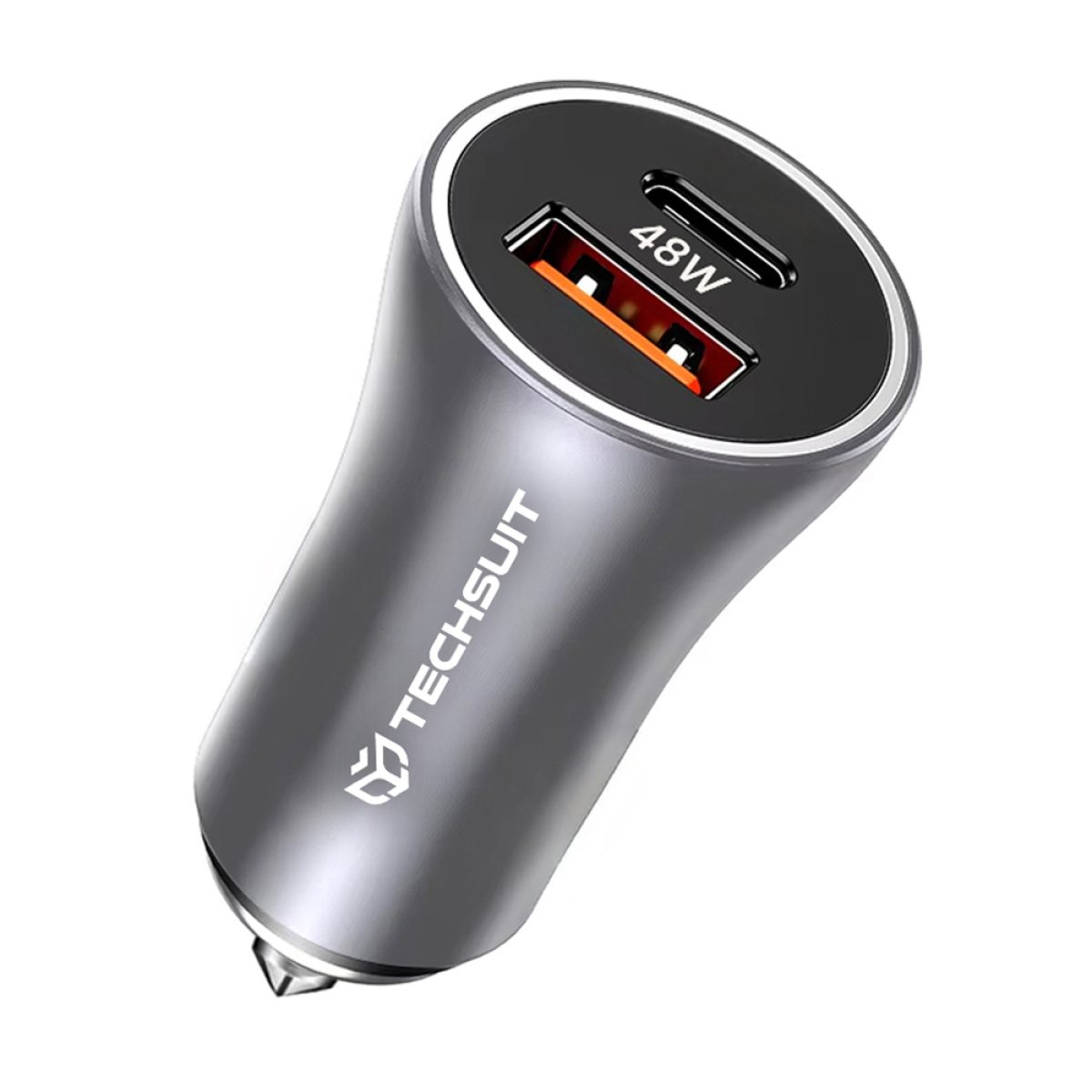 Incarcator pentru Masina cu Functie de Spargere a Geamului, USB, Type-C, 48W, 5V/3A - Techsuit RescueVolt (C3) - Grey