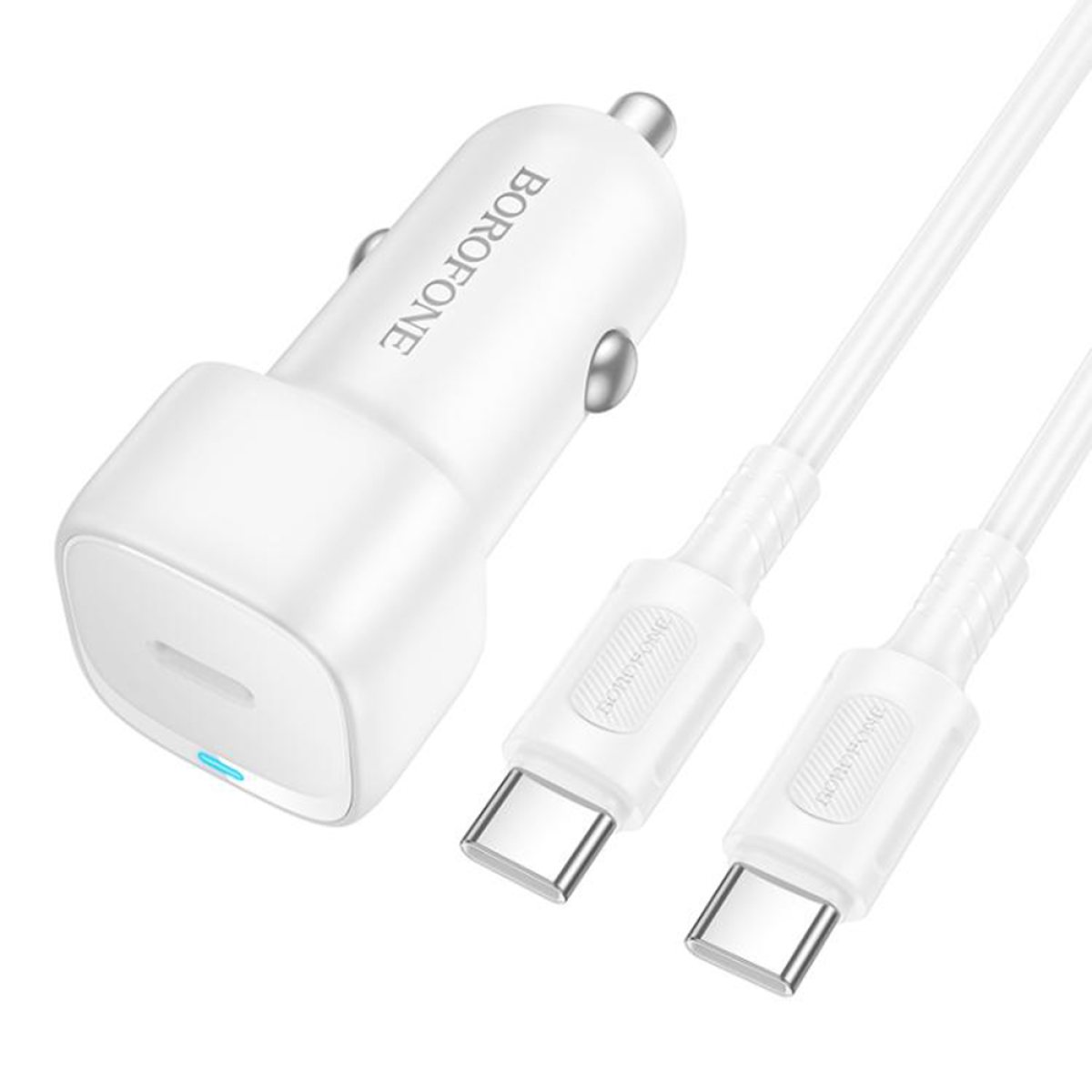 Incarcator pentru Masina, USB-C, PD20W, ABS + Cablu Type-C - Borofone Cloud (BZ34A) - White