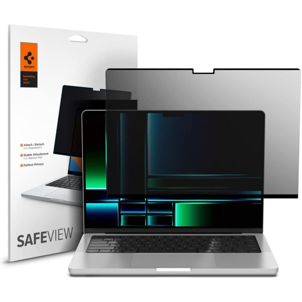 Folie pentru MacBook Pro 14" (2021 / 2022 / 2023 / 2025) - Spigen Safe View Magnetic (AFL06158) - Privacy
