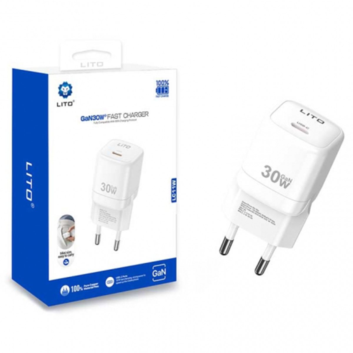 Incarcator pentru Priza, USB-C, 30W - Lito (LC11) - White