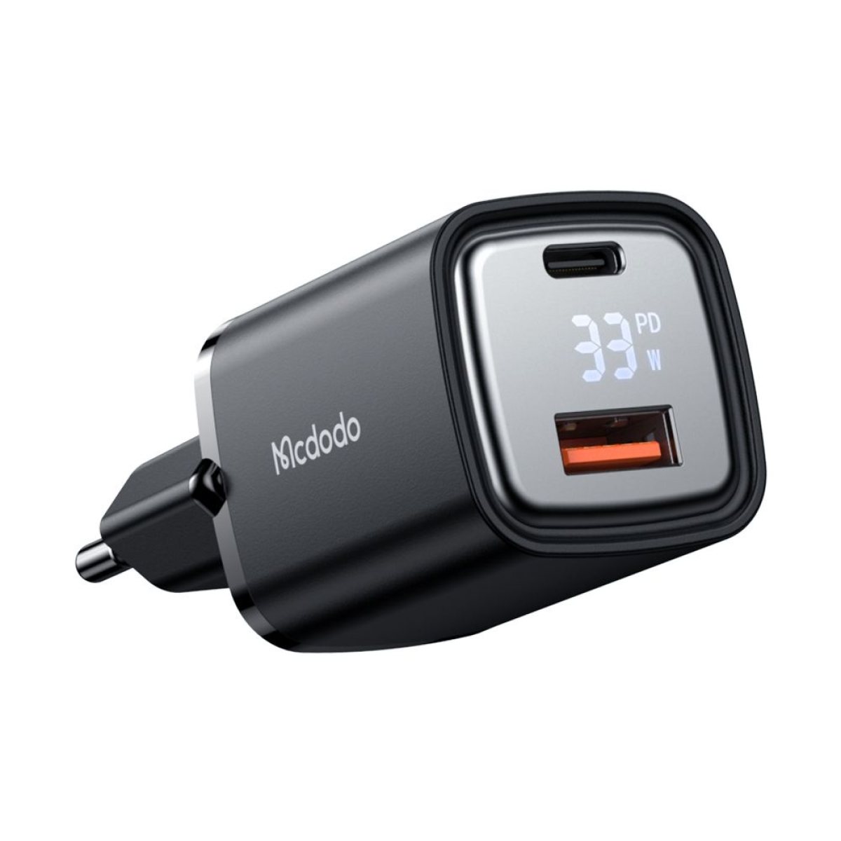 Incarcator pentru Priza, USB-A, USB-C, 33W, Afisaj Digital - Mcdodo Graphite Series (CH-1701) - Black