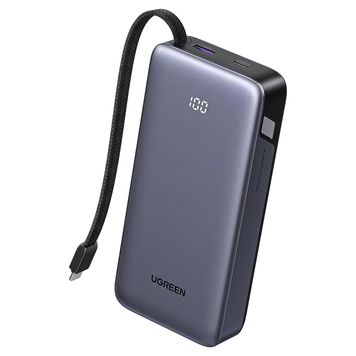Baterie Externa cu Cablu Incorporat, USB, Type-C, 20000mAh, 45W - Ugreen PB536 (55988B) - Grey