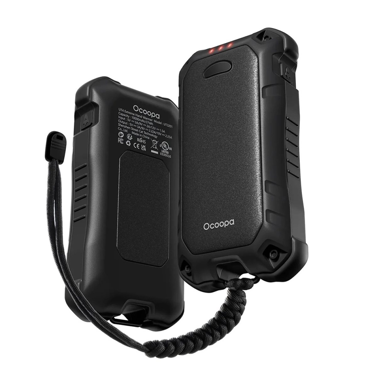 Hand Warmer Reincarcabil cu Baterie Externa, Lanterna Type-C, 2x 5000mAh - Ocoopa UT4 Extreme (UT3201-BK-BK) - Black