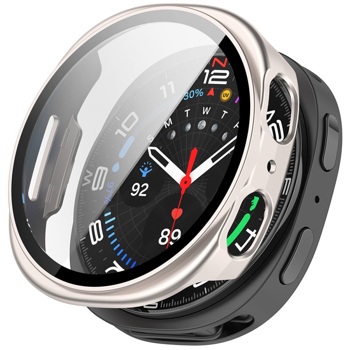 Husa pentru Samsung Galaxy Watch8 44mm + Folie - Techsuit Defense360 Pro - Pearl