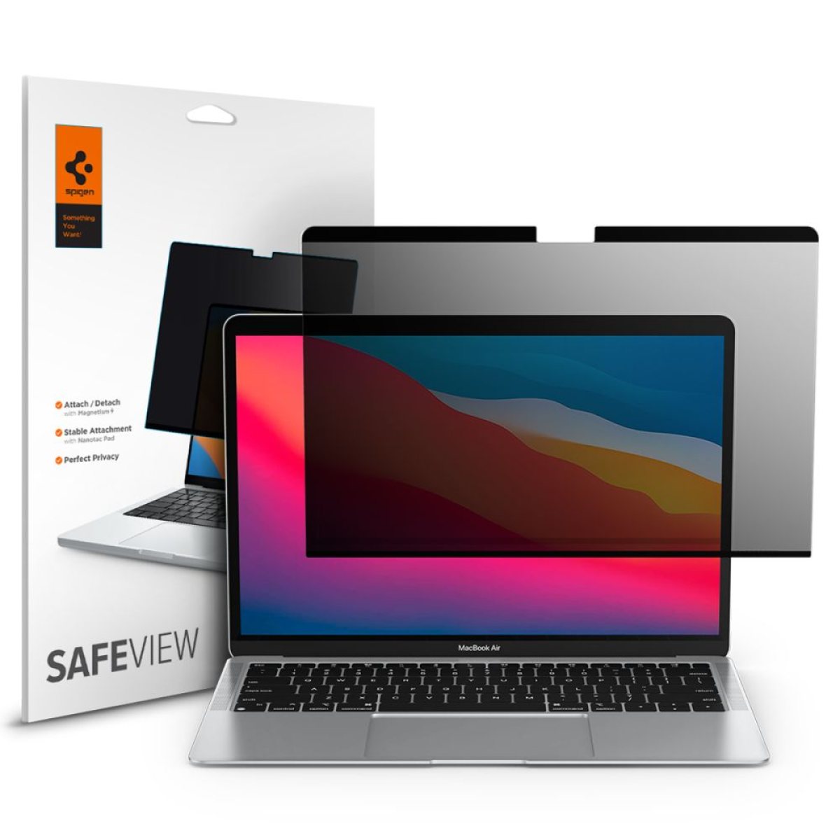 Folie pentru MacBook Air 13" (2022 / 2024 / 2025) - Spigen Safe View Magnetic (AFL06253) - Privacy